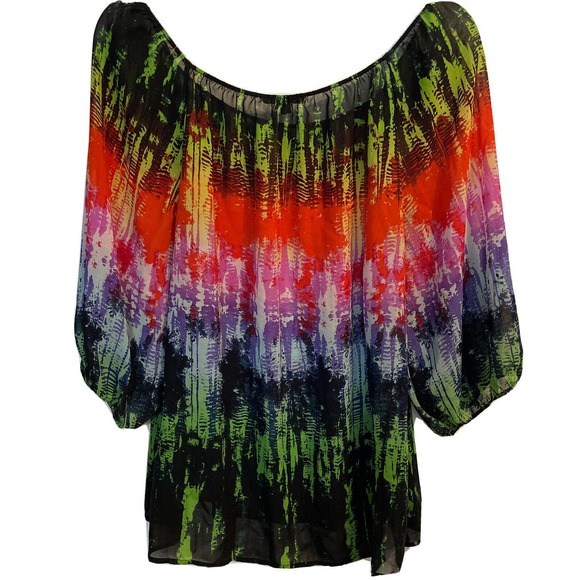 Chaus Ladies M Sheer Peasant Top Polyester - Picture 2 of 4